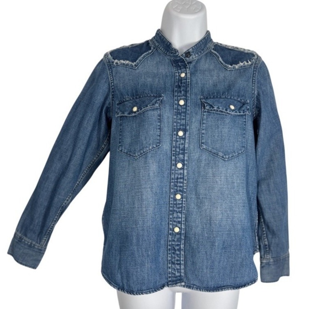 GAP 1969 Women's Sz: XS 100% Cotton Denim Pearl Snap Button Down Shirt
